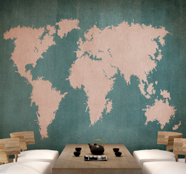 Papel pintado mapamundi contorno mundial - TenVinilo