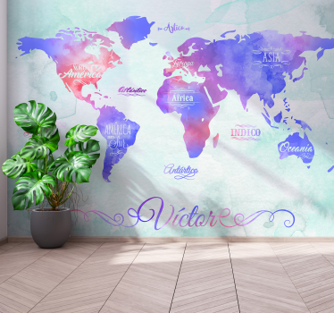 Papel pintado mapamundi diseño de mapa mundial - TenVinilo