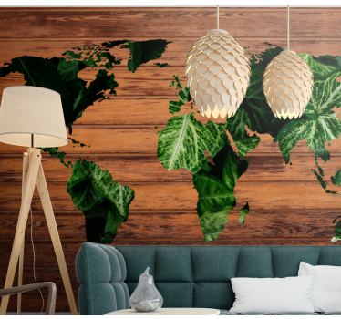 Papel pintado mapamundi hojas del mapa del mundo - TenVinilo