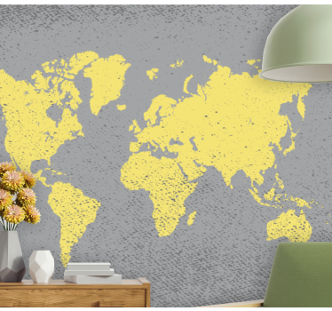 Papel pintado mapamundi mapa del mundo contorno - TenVinilo