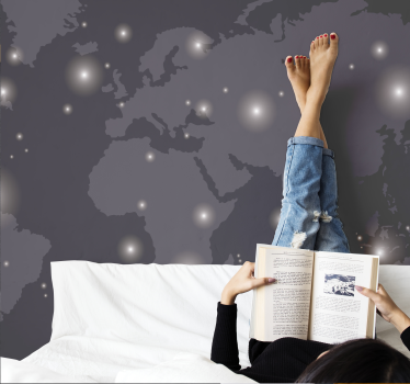 Papel pintado mapamundi mapa del mundo estrellado - TenVinilo