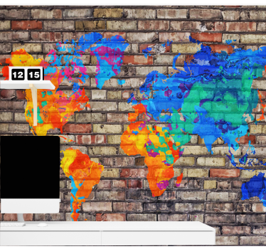 Papel pintado mapamundi mapa geográfico colorido - TenVinilo