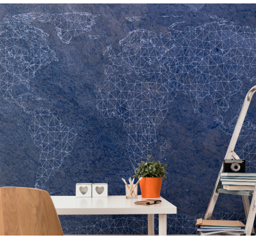 Papel pintado mapamundi mapa geométrico del mundo - TenVinilo