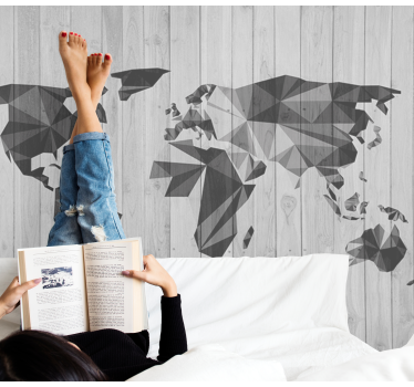 Papel pintado mapamundi mapa geométrico global - TenVinilo