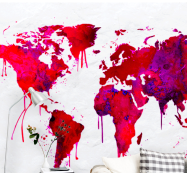 Papel pintado mapamundi mapa global vibrante - TenVinilo