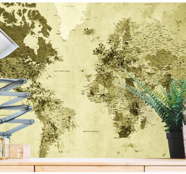 Papel pintado mapamundi mapa globo retro - TenVinilo
