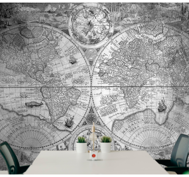 Papel pintado mapamundi mapa histórico detallado - TenVinilo