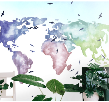 Papel pintado mapamundi mapa mundial colorido - TenVinilo