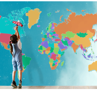 Papel pintado mapamundi mapa mundial interactivo - TenVinilo