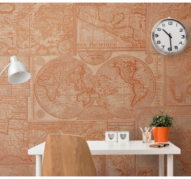 Papel pintado mapamundi mapas del mundo vintage - TenVinilo