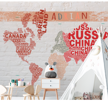 Papel pintado mapamundi nombres de mapas del mundo - TenVinilo