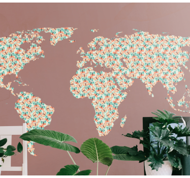 Papel pintado mapamundi patrón de mapa mundial - TenVinilo