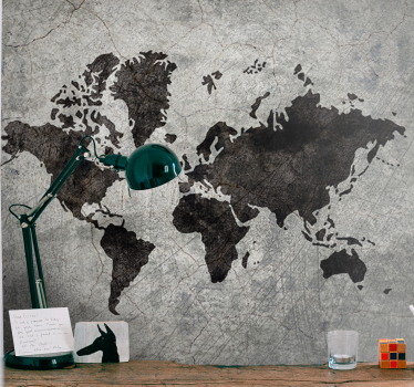 Papel pintado mapamundi silueta del mundo - TenVinilo