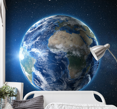 Papel pintado mapamundi tierra vista desde el espacio - TenVinilo