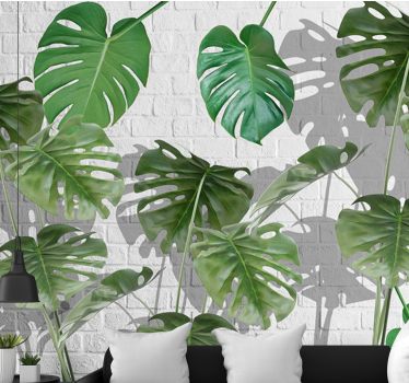 Papel pintado naturaleza arreglo de hojas monstera - TenVinilo