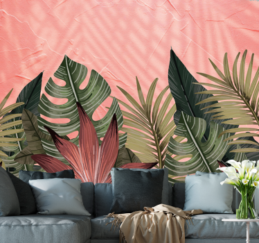 Papel pintado naturaleza conjunto de hojas tropicales - TenVinilo