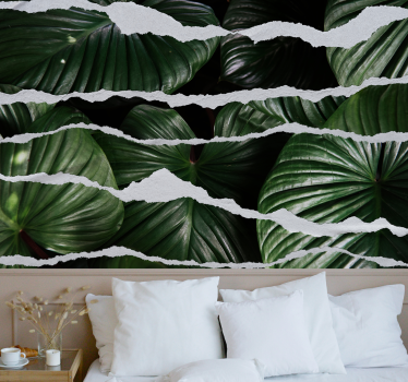 Papel pintado naturaleza diseño de hojas lujosas - TenVinilo