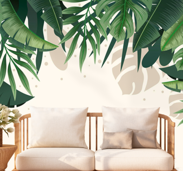 Papel pintado naturaleza dosel de hojas tropicales - TenVinilo