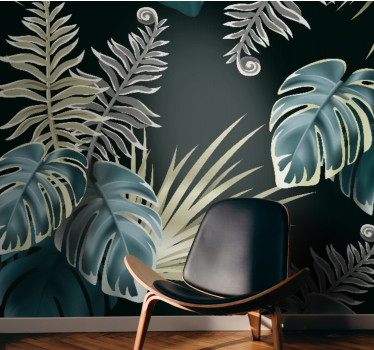 Papel pintado naturaleza elementos de follaje tropical - TenVinilo