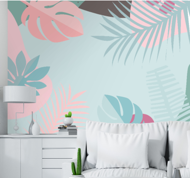 Papel pintado naturaleza hojas tropicales - TenVinilo