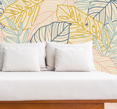 Papel pintado naturaleza motivos de hojas exóticas - TenVinilo