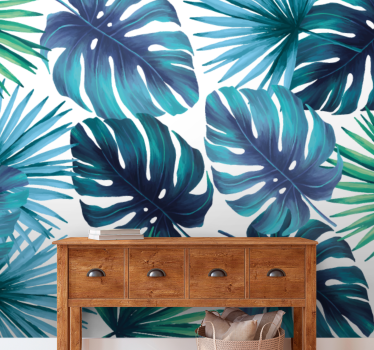 Papel pintado naturaleza obra de arte hojas tropicales - TenVinilo