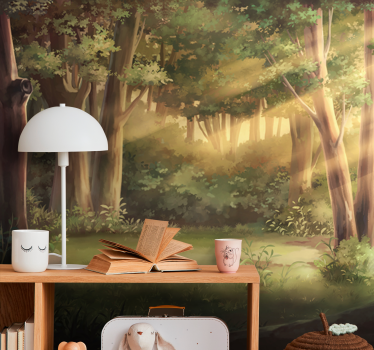 Papel pintado naturaleza paisaje del bosque soleado - TenVinilo