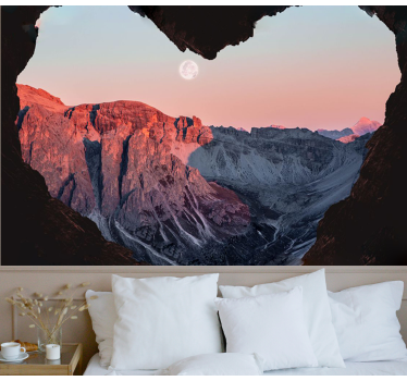 Papel pintado naturaleza paisaje montañoso corazón - TenVinilo