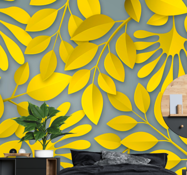 Papel pintado naturaleza patrones de hojas vivas - TenVinilo