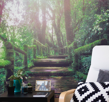 Papel pintado naturaleza sendero del bosque musgoso - TenVinilo