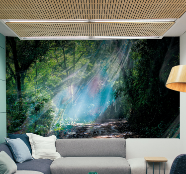 Papel pintado naturaleza sendero radiante del bosque - TenVinilo