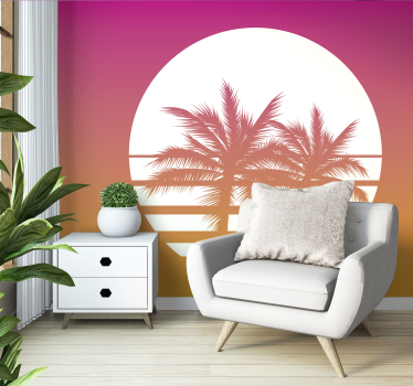 Papel pintado naturaleza silueta de palmera al atardecer - TenVinilo