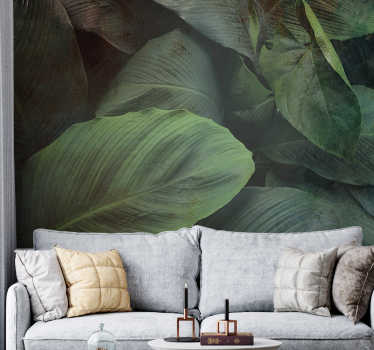 Papel pintado naturaleza textura de hojas tropicales - TenVinilo
