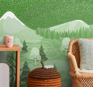 Papel pintado naturaleza vista del bosque de montaña - TenVinilo