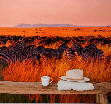 Papel pintado naturaleza zebras en el serengeti - TenVinilo