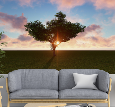 Fotomural árboles árbol solitario iluminado por el sol - TenVinilo