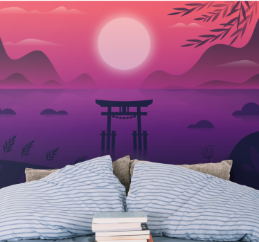 Papel pintado paisaje atardecer sereno - TenVinilo