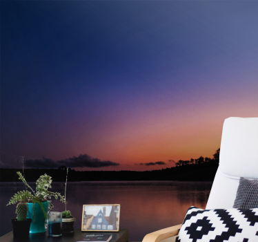 Papel pintado paisaje atardecer sereno en lago - TenVinilo
