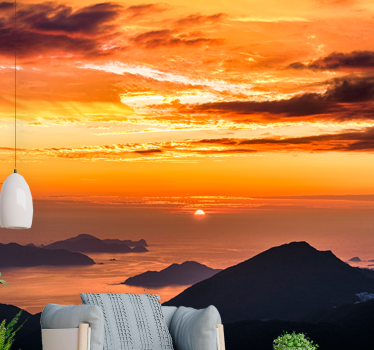 Papel pintado paisaje atardecer sobre el océano - TenVinilo