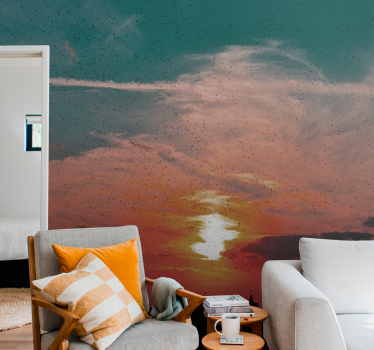 Papel pintado paisaje atardecer sobre la ciudad - TenVinilo