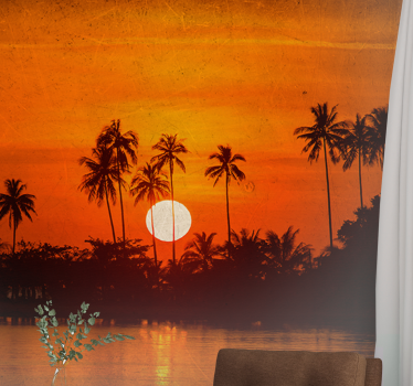 Papel pintado paisaje atardecer tropical - TenVinilo