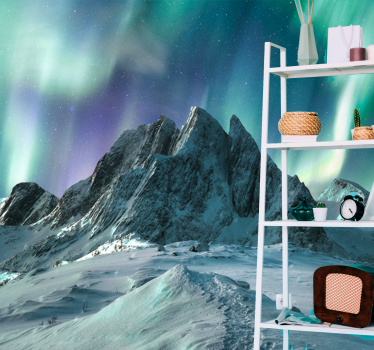 Papel pintado paisaje auroras de montaña - TenVinilo