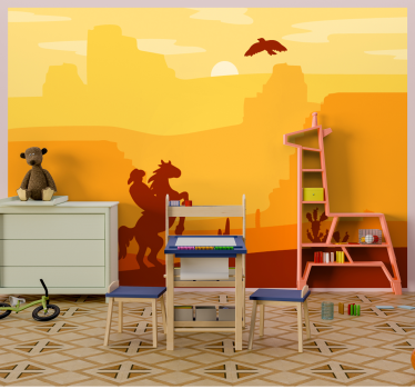 Mural de pared infantil vaquero a caballo - TenVinilo