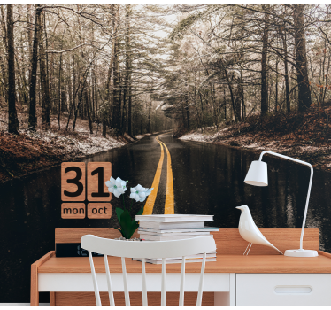 Papel pintado paisaje camino forestal con curvas - TenVinilo
