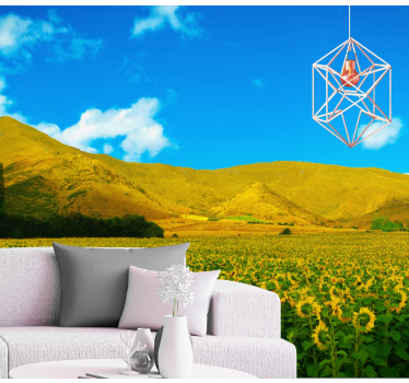 Papel pintado paisaje campo de girasoles - TenVinilo