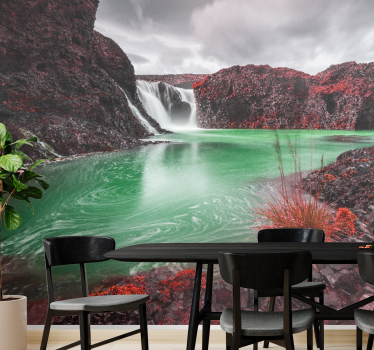 Papel pintado paisaje cascada y laguna - TenVinilo