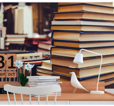 Papel pintado paisaje colección de literatura apilada - TenVinilo