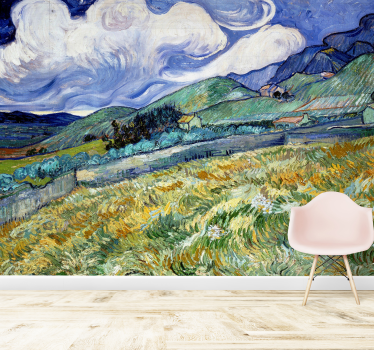 Papel pintado paisaje colinas verdes onduladas - TenVinilo