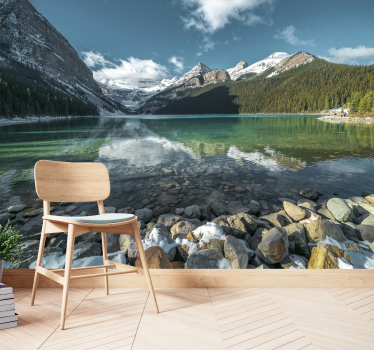 Papel pintado paisaje eco del lago montañés - TenVinilo