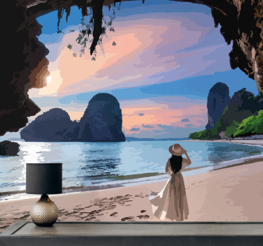 Papel pintado paisaje escape a la playa serena - TenVinilo